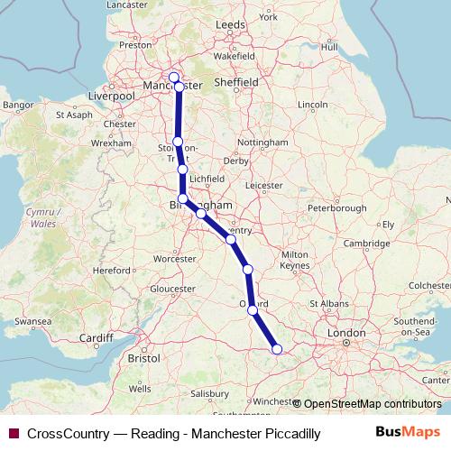 CrossCountry rail Line Map