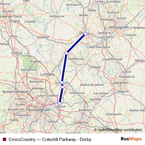 CrossCountry rail Line Map