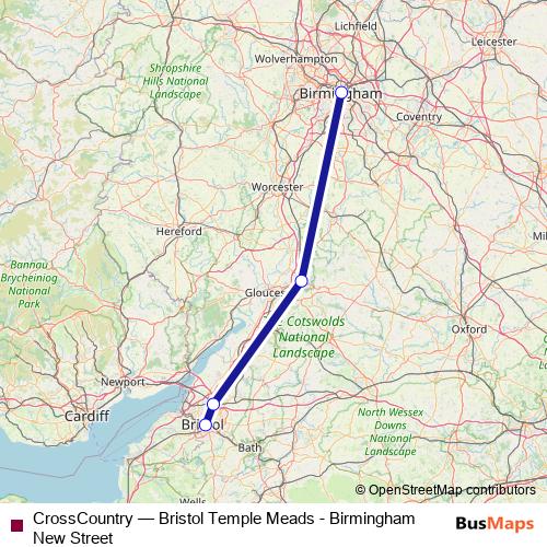 CrossCountry rail Line Map