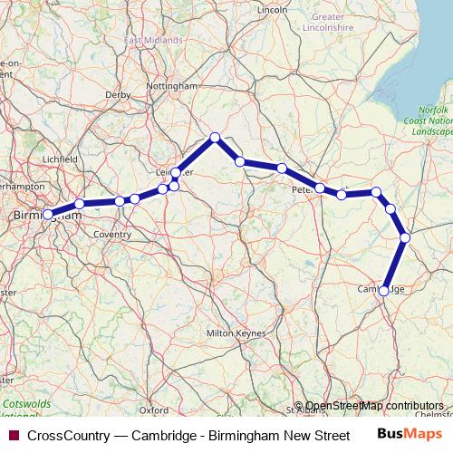 CrossCountry rail Line Map