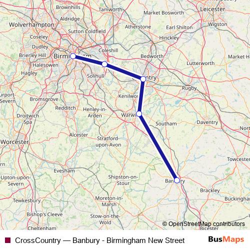 CrossCountry rail Line Map