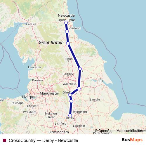 CrossCountry rail Line Map