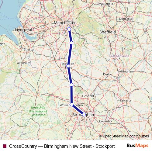 CrossCountry rail Line Map