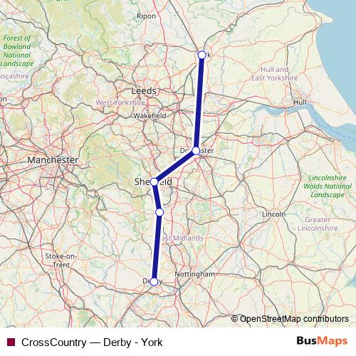CrossCountry rail Line Map