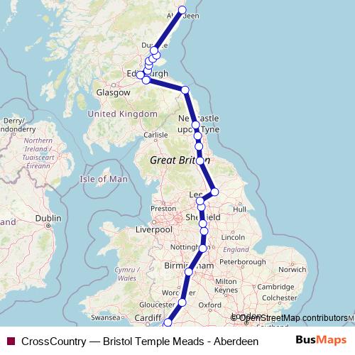 CrossCountry rail Line Map