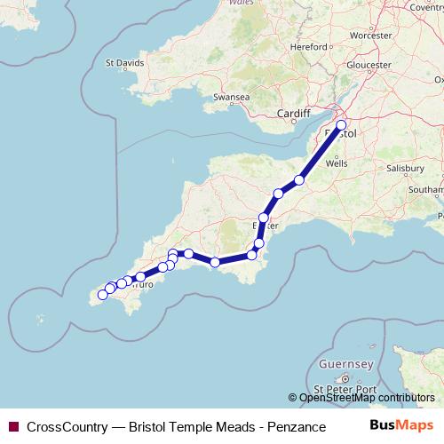 CrossCountry rail Line Map