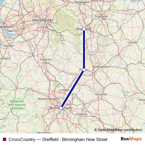 CrossCountry rail Line Map