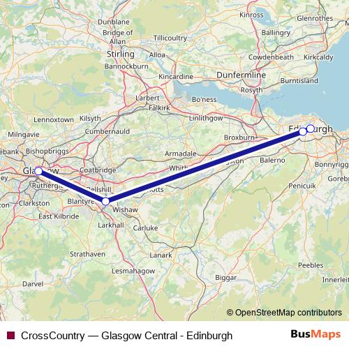 CrossCountry rail Line Map