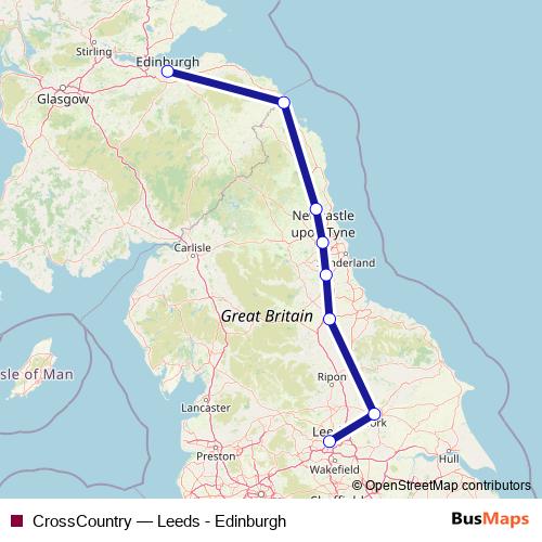 CrossCountry rail Line Map
