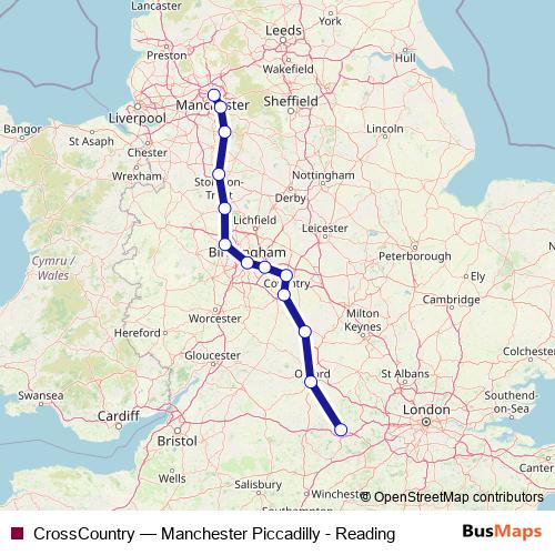 CrossCountry rail Line Map