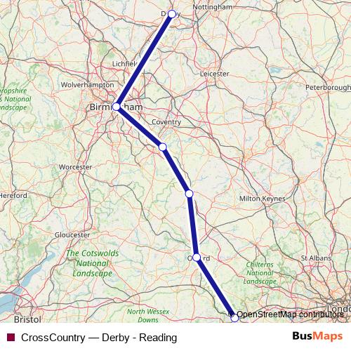 CrossCountry rail Line Map