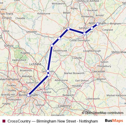 CrossCountry rail Line Map