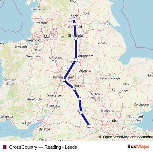 CrossCountry rail Line Map