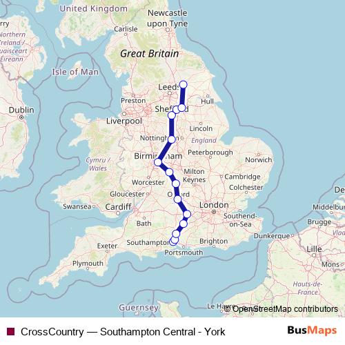 CrossCountry rail Line Map