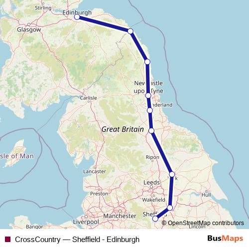CrossCountry rail Line Map