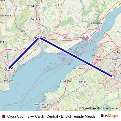 CrossCountry rail Line Map
