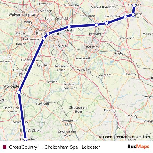 CrossCountry rail Line Map