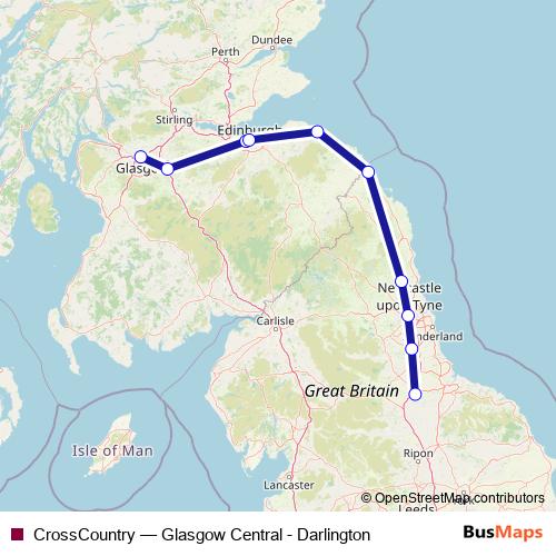 CrossCountry rail Line Map
