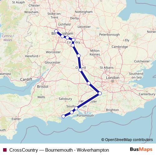 CrossCountry rail Line Map