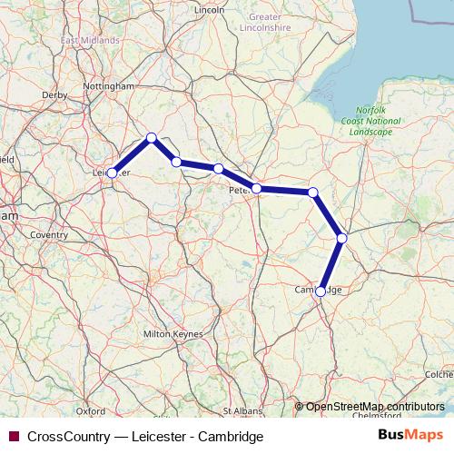 CrossCountry rail Line Map