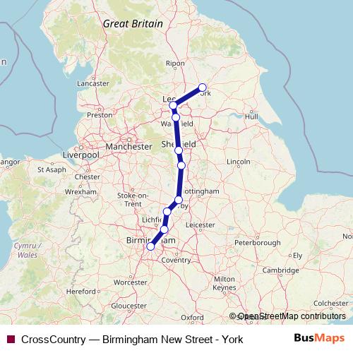 CrossCountry rail Line Map