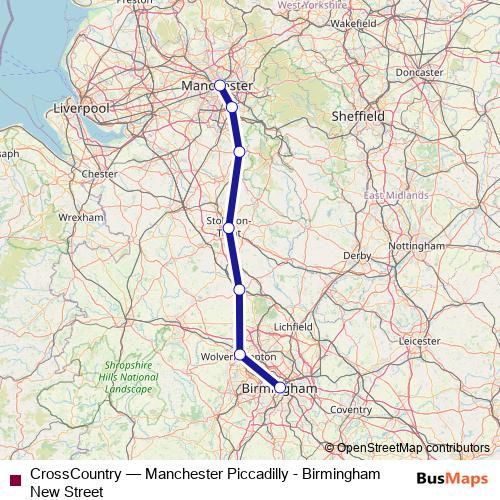 CrossCountry rail Line Map