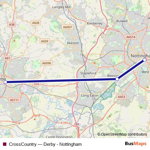 CrossCountry rail Line Map