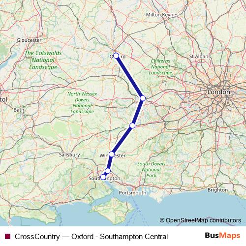 CrossCountry rail Line Map