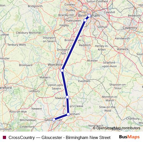 CrossCountry rail Line Map