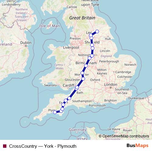 CrossCountry rail Line Map