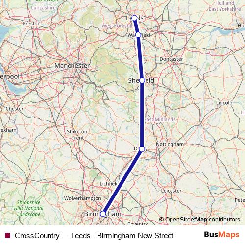 CrossCountry rail Line Map