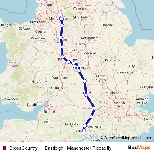 CrossCountry rail Line Map