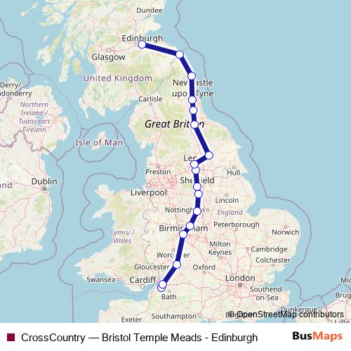 CrossCountry rail Line Map
