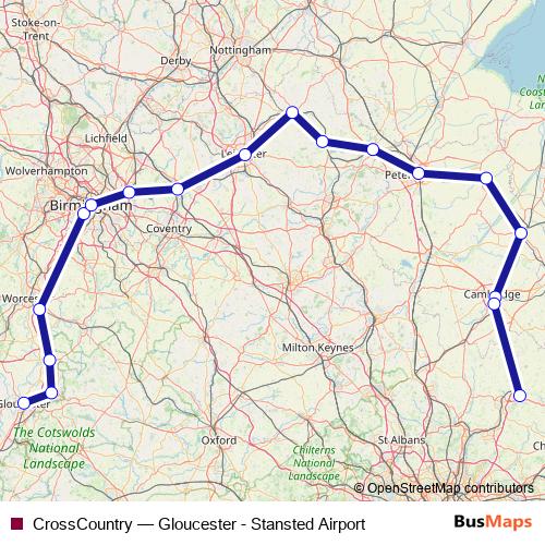 CrossCountry rail Line Map