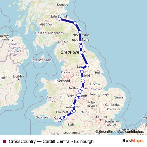 CrossCountry rail Line Map