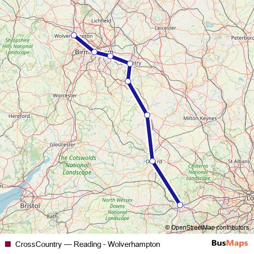 CrossCountry rail Line Map