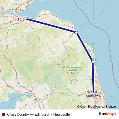 CrossCountry rail Line Map