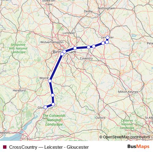 CrossCountry rail Line Map