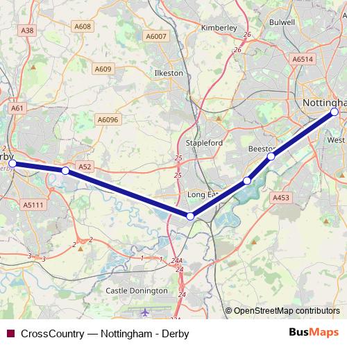 CrossCountry rail Line Map