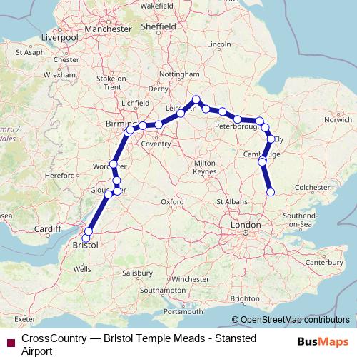 CrossCountry rail Line Map