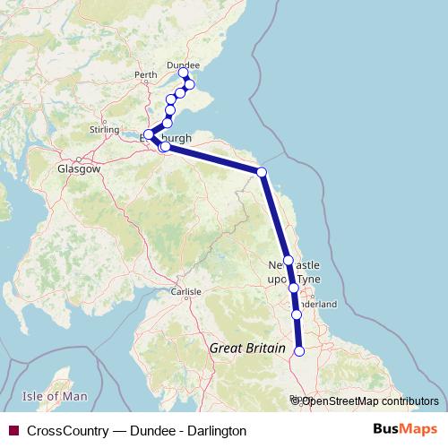 CrossCountry rail Line Map
