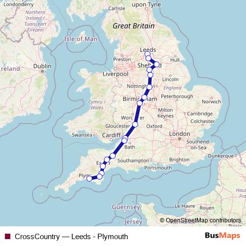 CrossCountry rail Line Map