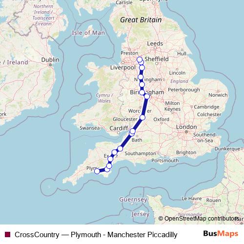 CrossCountry rail Line Map