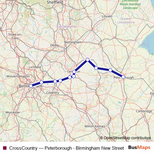 CrossCountry rail Line Map