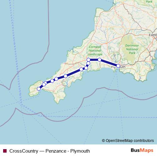 CrossCountry rail Line Map