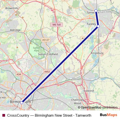 CrossCountry rail Line Map