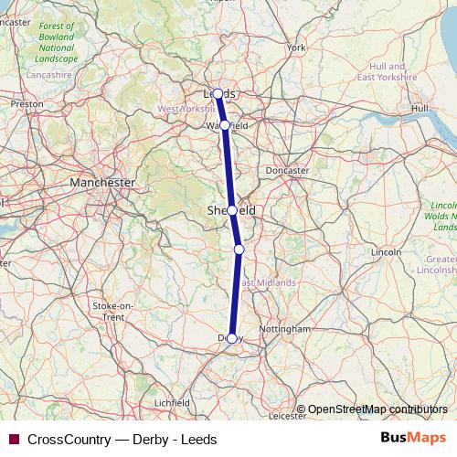CrossCountry rail Line Map
