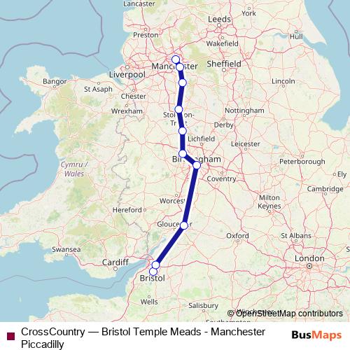 CrossCountry rail Line Map