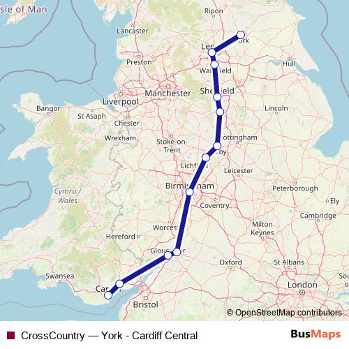 CrossCountry rail Line Map