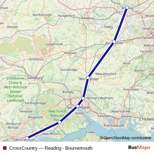 CrossCountry rail Line Map